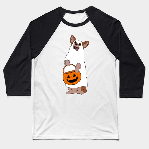 Halloween Corgi Baseball T-Shirt by kaileyryan